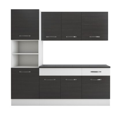 Bucatarie Sofia 200 cm, wenge / alb, blat termic wenge, corp cuptor incorporabil - imagine 5