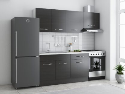 Bucatarie Sofia 200 cm, wenge, blat termic alb, corp hota