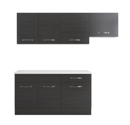 Bucatarie Sofia 200 cm, wenge, blat termic alb, corp hota - imagine 4