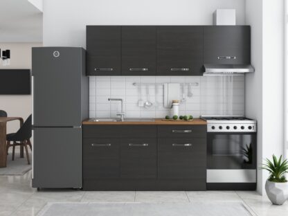 Bucatarie Sofia 200 cm, wenge, blat termic nuc, corp hota - imagine 2