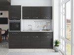Bucatarie Sofia 200 cm, wenge, blat termic alb, corp cuptor incorporabil - imagine 2