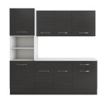 Bucatarie Sofia 200 cm, wenge, blat termic alb, corp cuptor incorporabil - imagine 5