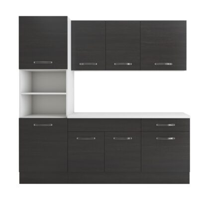 Bucatarie Sofia 200 cm, wenge, blat termic alb, corp cuptor incorporabil - imagine 5