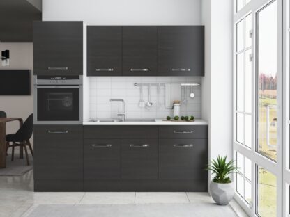 Bucatarie Sofia 200 cm, wenge, blat termic alb, corp cuptor incorporabil - imagine 2