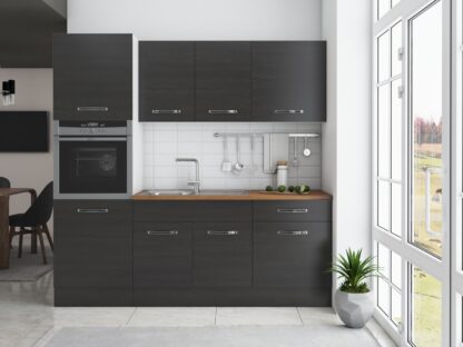 Bucatarie Sofia 200 cm, wenge, blat termic nuc, corp cuptor incorporabil - imagine 2