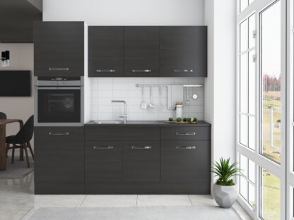 Bucatarie Sofia 200 cm, wenge, blat termic wenge, corp cuptor incorporabil - imagine 2