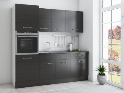 Bucatarie Sofia 200 cm, wenge, blat termic wenge, corp cuptor incorporabil