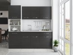 Bucatarie Sofia 200 cm, wenge, blat termic alb, corp cuptor incorporabil - imagine 3