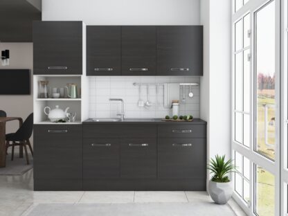 Bucatarie Sofia 200 cm, wenge, blat termic wenge, corp cuptor incorporabil - imagine 3