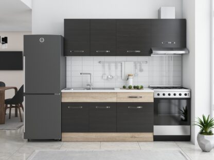 Bucatarie Sofia 200 cm, wenge / sonoma, blat termic alb, corp hota - imagine 2