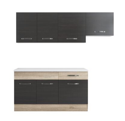 Bucatarie Sofia 200 cm, wenge / sonoma, blat termic alb, corp hota - imagine 4
