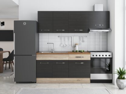 Bucatarie Sofia 200 cm, wenge / sonoma, blat termic nuc, corp hota - imagine 2