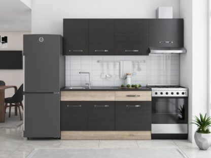 Bucatarie Sofia 200 cm, wenge / sonoma, blat termic wenge, corp hota - imagine 2