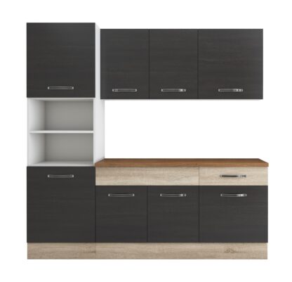 Bucatarie Sofia 200 cm, wenge / sonoma, blat termic nuc, corp cuptor incorporabil - imagine 5