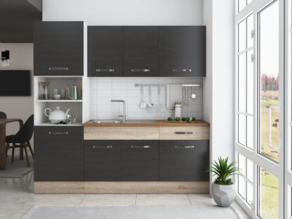 Bucatarie Sofia 200 cm, wenge / sonoma, blat termic nuc, corp cuptor incorporabil - imagine 4