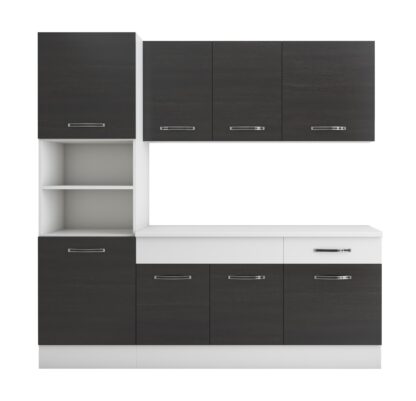 Bucatarie Sofia 200 cm, wenge / alb, blat termic alb, corp cuptor incorporabil - imagine 5