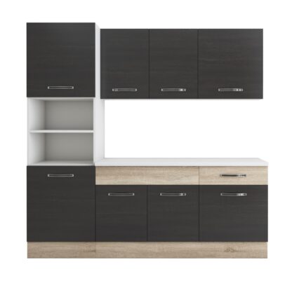 Bucatarie Sofia 200 cm, wenge / sonoma, blat termic alb, corp cuptor incorporabil - imagine 5