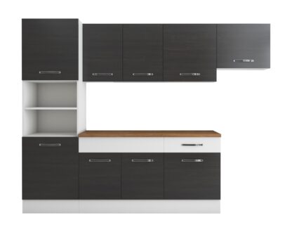 Bucatarie Sofia 260 cm, wenge / alb, blat termic nuc, corp cuptor incorporabil - imagine 6