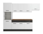Bucatarie Sofia 260 cm, alb / wenge, blat termic nuc, corp cuptor incorporabil - imagine 6