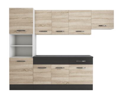 Bucatarie Sofia 260 cm, sonoma / wenge, blat termic wenge, corp cuptor incorporabil - imagine 6