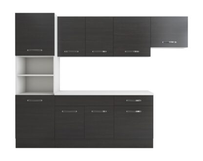 Bucatarie Sofia 260 cm, wenge, blat termic alb, corp cuptor incorporabil - imagine 6