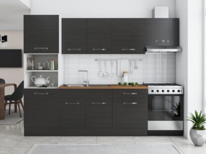 Bucatarie Sofia 260 cm, wenge, blat termic nuc, corp cuptor incorporabil - imagine 3