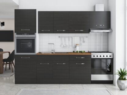 Bucatarie Sofia 260 cm, wenge, blat termic nuc, corp cuptor incorporabil - imagine 2