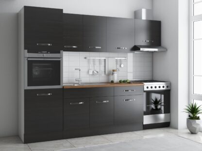 Bucatarie Sofia 260 cm, wenge, blat termic nuc, corp cuptor incorporabil