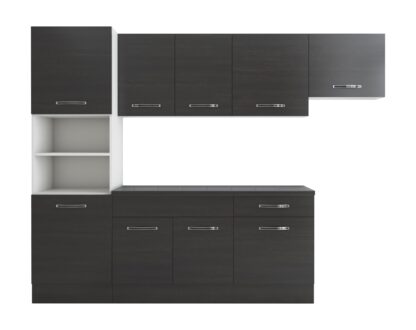 Bucatarie Sofia 260 cm, wenge, blat termic wenge, corp cuptor incorporabil - imagine 6