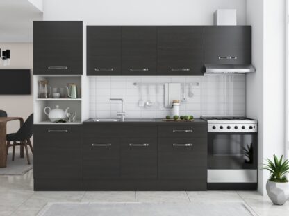 Bucatarie Sofia 260 cm, wenge, blat termic wenge, corp cuptor incorporabil - imagine 3