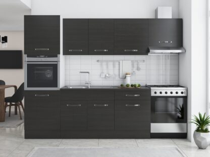 Bucatarie Sofia 260 cm, wenge, blat termic wenge, corp cuptor incorporabil - imagine 2