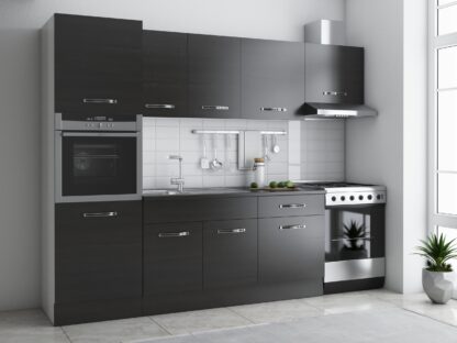 Bucatarie Sofia 260 cm, wenge, blat termic wenge, corp cuptor incorporabil
