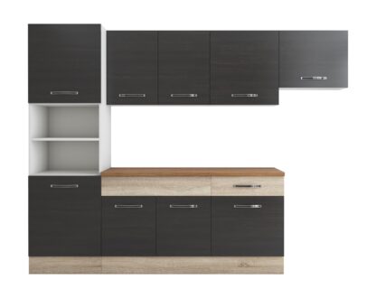 Bucatarie Sofia 260 cm, wenge / sonoma, blat termic nuc, corp cuptor incorporabil - imagine 6