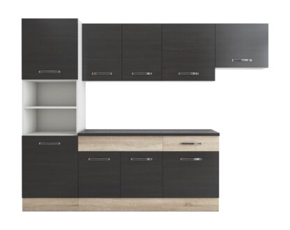 Bucatarie Sofia 260 cm, wenge / sonoma, blat termic wenge, corp cuptor incorporabil - imagine 6