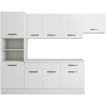 Bucatarie Sofia 260 cm, alb, blat termic alb, corp cuptor incorporabil - imagine 6