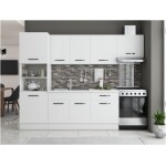 Bucatarie Sofia 260 cm, alb, blat termic alb, corp cuptor incorporabil - imagine 3