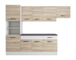 Bucatarie Sofia 260 cm, sonoma / alb, blat termic wenge, corp cuptor incorporabil - imagine 6