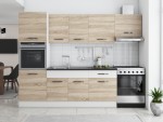 Bucatarie Sofia 260 cm, sonoma / alb, blat termic wenge, corp cuptor incorporabil - imagine 2
