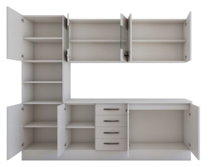 Bucatarie Alfa 240 cm, alb, blat termic alb, corp inalt cuptor - imagine 5