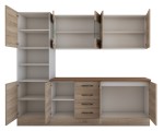 Bucatarie Alfa 240 cm, sonoma, blat termic nuc, corp inalt cuptor - imagine 5