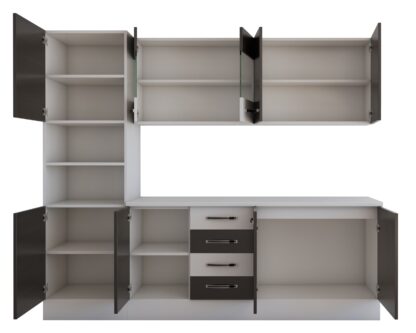Bucatarie Alfa 240 cm, wenge/alb, blat termic alb, corp inalt cuptor - imagine 5