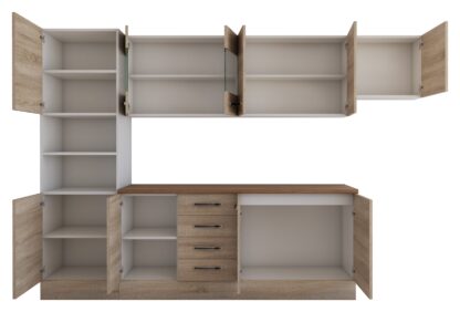 Bucatarie Alfa 300 cm, sonoma, blat termic nuc, corp inalt cuptor si corp hota - imagine 5