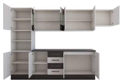 Bucatarie Alfa 300 cm, alb / wenge, blat termic wenge, corp inalt cuptor si corp hota - imagine 5