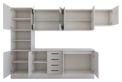 Bucatarie Alfa 300 cm, alb, blat termic alb, corp inalt cuptor si corp hota - imagine 5