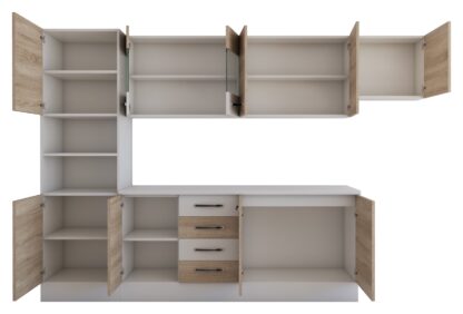 Bucatarie Alfa 300 cm, sonoma / alb, blat termic alb, corp inalt cuptor si corp hota - imagine 5