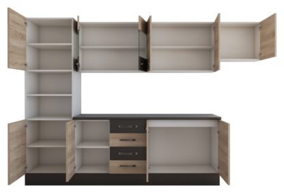 Bucatarie Alfa 300 cm, sonoma / wenge, blat termic wenge, corp inalt cuptor si corp hota - imagine 5