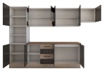 Bucatarie Alfa 300 cm, wenge / sonoma, blat termic nuc, corp inalt cuptor si corp hota - imagine 5