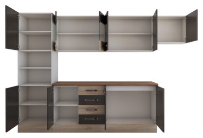 Bucatarie Alfa 300 cm, wenge / sonoma, blat termic nuc, corp inalt cuptor si corp hota - imagine 5