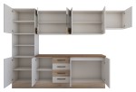 Bucatarie Alfa 300 cm, alb / sonoma, blat termic nuc, corp inalt cuptor si corp hota - imagine 4