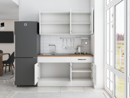 Bucatarie Sofia 140 cm, alb, blat termic nuc - imagine 3